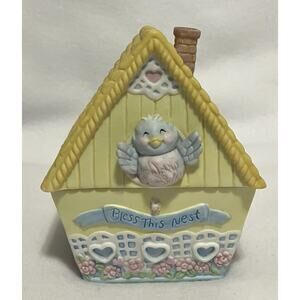 Vtg 1998 Figis Bless This House Ceramic Birdhouse Cheese Gift Box Marshfield WI